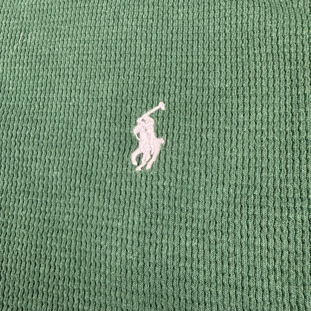 Polo Ralph Lauren Mens Size Large Green Waffle Knit Thermal Long Sleeve Shirt